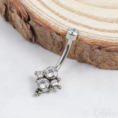 China Stories ASTM F136 CLASSIC Piercing Group CZ Titanium Stones Internally Threaded Bottom Belly Ring Body Jewelry for sale