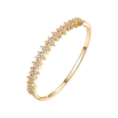 China 2022 New TRENDY Flower CZ Bracelet Bangle 18K Gold Plated Luxury Bangle For Women Spring Style Jewelry for sale