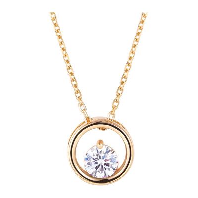 China CLASSIC 2022 Cavity Round Pendant Inlaid Clear Zircon Fashion 925 Sterling Silver Chain Necklace Clavicle Chain for sale