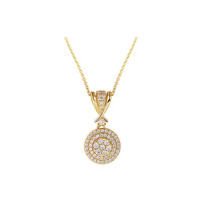 China Beautiful CLASSIC Round Shaped Sterling Silver Pendant 925 Chain Necklace Gold Plated 5A Shiny CZ Flower Pendant Women 2022 for sale