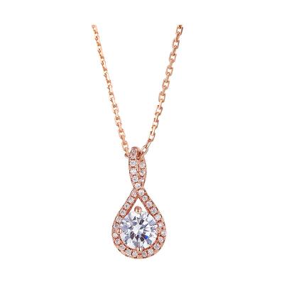 China New Arrival Silver Rose Gold Plated 925 CLASSIC Clear Zircon Water Drop Pendant Necklace For Women Hot Wholesale Jewelry for sale