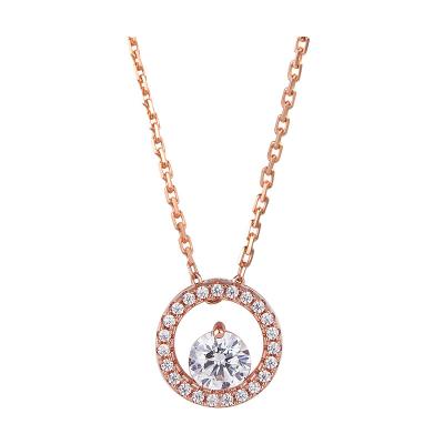 China TRENDY Vintage Zircon Hollow Round Silver Chain Charm Pendant 925 Necklace Wedding Jewelry For Women for sale