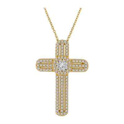 China Hot Selling CLASSIC Hot Selling Zircon Sparkle Pendant 925 Sterling Silver Chain Necklace Copper Alloy Cross Jewelry For Girl Women for sale