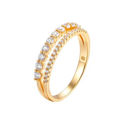 China 2022 New CLASSIC Full Of Double CZ Ring Elegant Rose Gold Rings 18K Gold Plated Jewelry Gift For Women for sale