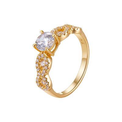 China 2022 Fashion 18k Gold Zircon High Diamond Marriage Wedding Rose Gold Luxury Ring For Women for sale