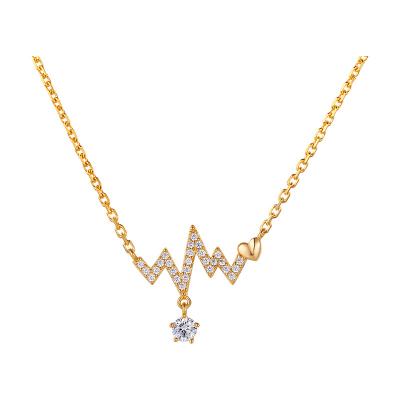 China Fashion TRENDY Heartbeat Pendant Necklaces 18K Gold Plated Jewelry Charm Necklace Pendant For Women Lover Gift for sale