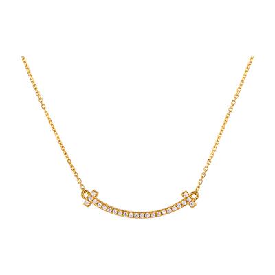 China Wholesale Trendy 18k Gold Plated Smile Zircon Necklace Gift Women Jewelry Hot Selling Spot Pendant for sale