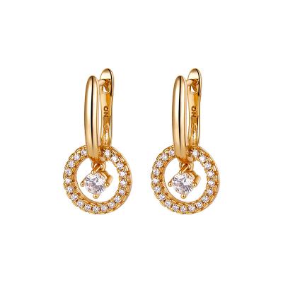 China 2022 Factory Romantic Delicacy Dangle Earring Hollow Round Cut Zircon Jewelry Fashion Drop Movable Earrings for sale