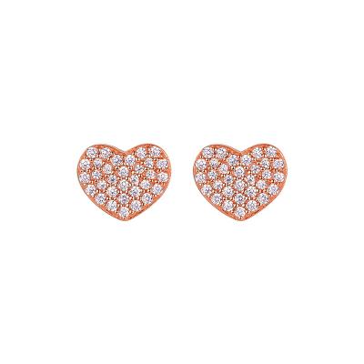 China Romantic Hot Selling Tiny Love Heart Stud Earrings 18K Rose Gold CZ Style Romantic Tiny Earring For Women for sale