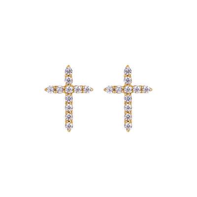 China 2022 Vintage 18K Gold Zircon Stud Earring Gift Jewelry Full Crosses Women High Quality Stud Earrings for sale