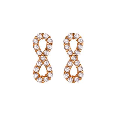 China Simple Romantic Handmade Inlaid Circular Zirconia Earrings Design Female Rose Gold Silver Earrings for sale