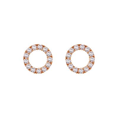 China Zircon Romantic Design Simple Round Stud Earrings Romantic Round Female Rose Gold Silver Stud for sale