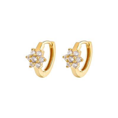 China The new 2022 or in fashion romantic arrival of zirconic earrings of tiny women of high quality of flower 18K has placed Huggie Circle Earrings for sale