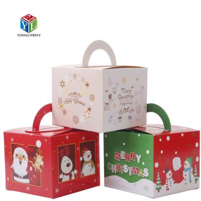 China Custom Easy Assembled Recyclable Food Grade Bakery Treat Box Rectangular Cake Boxes With Handle for sale