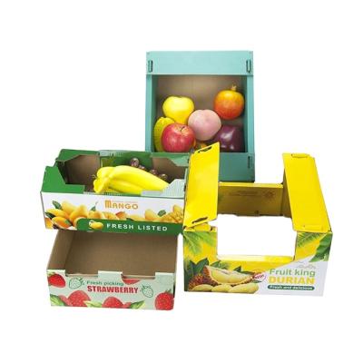 China Recycled materials packaging vegetable and apple carton printed extra firm cheap fruit food grade corrugated display box for sale