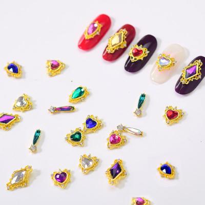 China 5 Pcs/Bag Trendy Nails Art Alloy Diamond Glass Diamonds Ornaments Colorful Nail Art Decoration Nails AB Rhinestones Stickers And Decals for sale