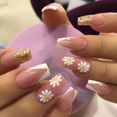 China Amazon Hot French 24 Pcs/Box Ballerina False Nail Tips Full Cover French Press On Glue Artificial Nails Nails for sale