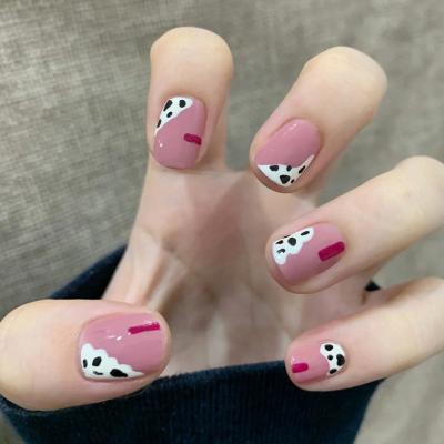 China Hot Design Ins 24Pcs/Set Short Square Nails Tips Private Custom Package Nails Gradient Nails Tips Press On Nails for sale