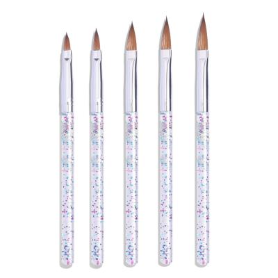 China Acrylic Brush Pen Nail Gel Builder Nail Art Dotting Drawing Tools Nail Hair 6Pcs/set Faux Stone Nylon Blue Handle Brush Nail Brush for sale