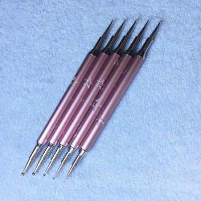 China 5Pcs Metal Handle Nail Art Tools Set UV Gel Nail Polish Brush Headed Manicure Double Dotting Drawing Painting Pen for sale