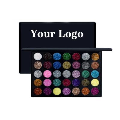 China Waterproof 35 Color Glitter Powder Matte Sequin Eyeshadow Palette Custom Waterproof and Easy to Color High Quality Eyeshadow Palette for sale