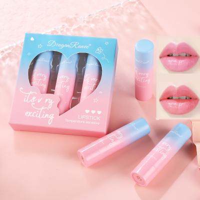 China Wholesale 3Pcs/Box Private Label Temperature Change Lip Balm Waterproof Lipstick Moisturizing Moisturizing Lip Balm Tinted Lip Balm Set for sale