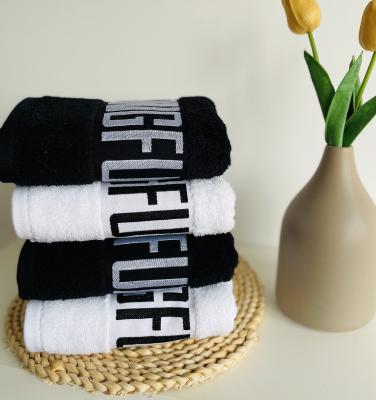 China 100%cotton Terry Sport Towel Gym Fitness Compressed Adult Side Towel With Letter for sale