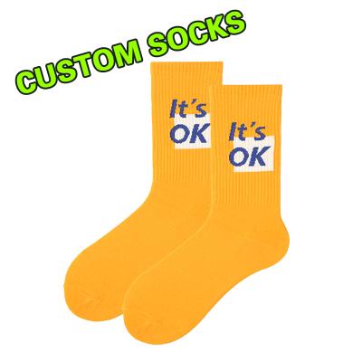 China Latest Antibacterial Customize Socken Men's Meias Unisex Cotton Socks Logo Novelties Socks Letter Design Sokken for sale