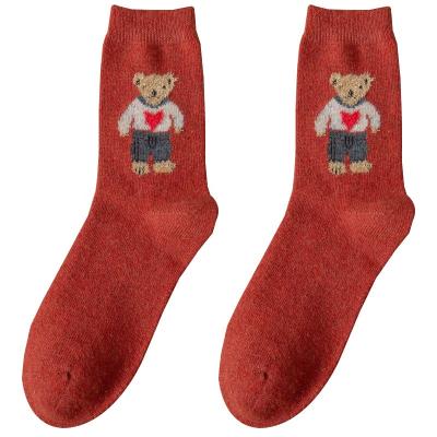 China New Autumn Winter QUICK DRY Women Cartoon Socks Embroidery Custom Japanese Style Woolen Socks Manufacturer for sale