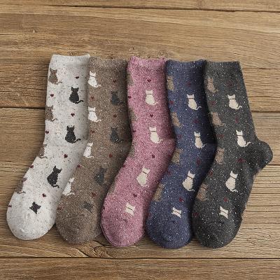 China New products Japanese style woman QUICK DRY sock, cute kitten woolen fashionable socks, retro socks custom made for sale