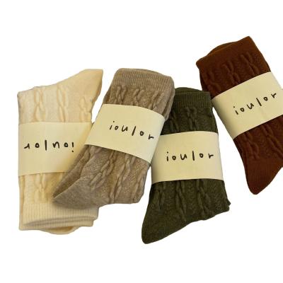 China Pattern Antibacterial Canvas Wool Socks Thick Women's Socks Autumn And Winter New Pile Women's Socks for sale