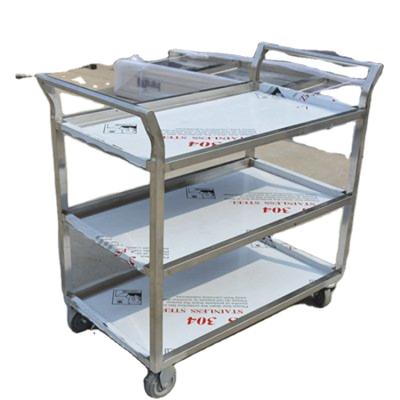 China Modern Desgin Top Quality 201 Stainless Steel 304 Movable Hand Push Portable Dining Car Table for sale