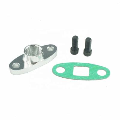 China T6061 Billet Aluminum Adapter T3 T4 Turbo Oil Drain Return Flange Turbo Fitting Kit New AN10 1/2NPT for sale