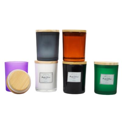 China Gift & Exclusive Custom High Quality Luxury Glass Craft Candle Jars 4oz 6oz 8oz 12oz For Candle Making Candle Container With Lid for sale