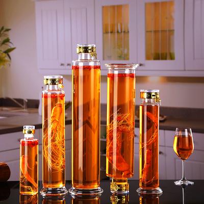 China Beverage 1L 2L 3L Ginseng Wine High Borosilicate Glass Wine Bottle for sale