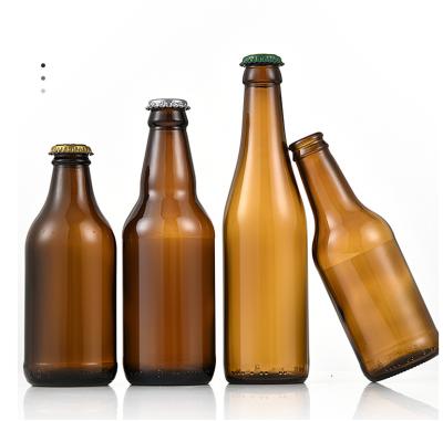 China Wholesale 330ml 500ml Amber Clear Blue Color Beer Glass Empty Beverage Bottle for sale