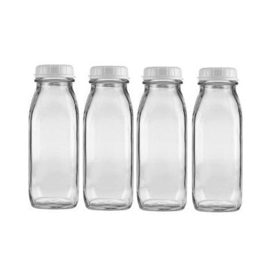 China Beverage 17Oz 500ml Square Milk Dairy Glass Bottle With Tamper Evident Cap for sale