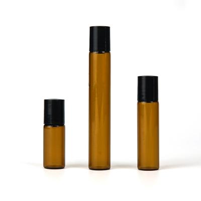 China High Quality Essential Perfume 2ml 5ml 10ml Clear Amber Glass Oil Skin Care Oil Roll On Bottles With Stainless Steel Ball for sale