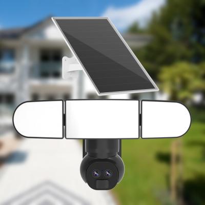 China Dual Lens IP65 Solar PTZ Beveiligingscamera Sirene Alarm 355 Pan 120 Tilt Te koop