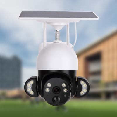 China WiFi 2K Solar Floodlight Camera Built In Siren Cloud Storage Solar Powered PTZ Camera for sale