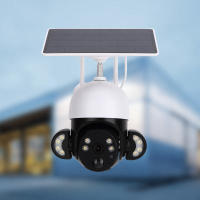 China Battery Powered 2.4Ghz Spotlight Camera 2K Siren PIR Motion Solar Panel Security Camera for sale