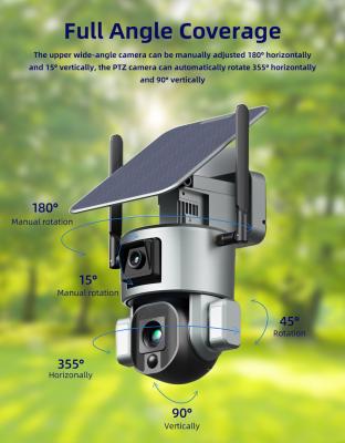 Κίνα WiFi 4K Solar Floodlight Camera 10X Optical Zoom Σύνδεση διπλού φακού προς πώληση