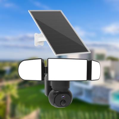 China Draadloze zonne-schijnwerpercamera 1500 lumen 4MP 4G 3G mobiele zonne-beveiligingscamera Te koop