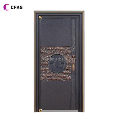 China Customized modern anti-theft embossed steel french metal door panel stamped door security steel door for sale