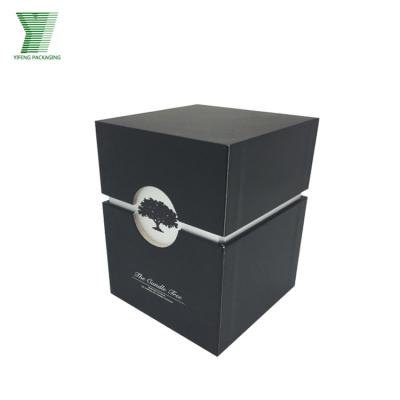 China Handmade Custom Black Unique Luxury Perfume Bottle Box Packaging Bottle Jar Holder Insert Aromatherapy Cardboard Candle Packaging Box for sale