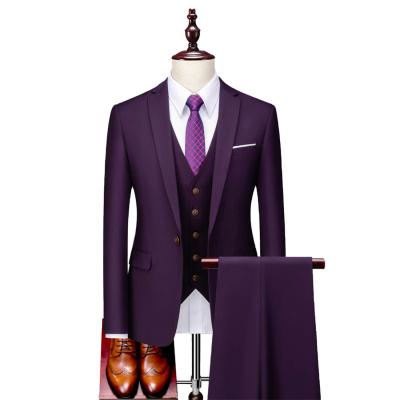 China New Arrival 2021 Anti-Shrink 3 Pieces TR Thin Suit Set Solid Professional Formal Wedding Cloth Business Suits For Men for sale