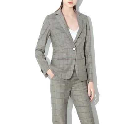 China Hot Sale Anti-Static Ladies Office Business Dress Size Quality Women Formal Suit Check Cloth for sale