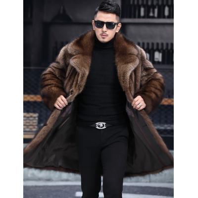 China New Arrival Viable Faux Mink Hair Male Overcoat Fashion Cheap Stylish Mid Long Winter Men Thick Fur Coat for sale