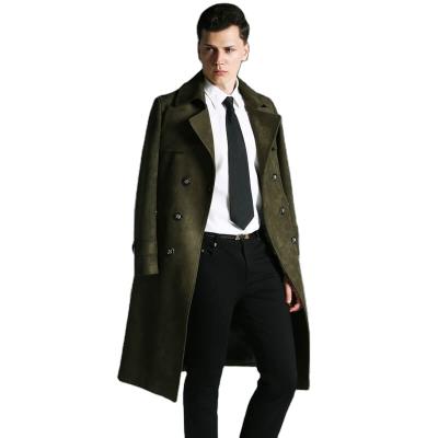 China Latest Design Anti-Shrink Suede Fabric Working Collar Spring Autumn Wear Men's Long Overcoat for sale