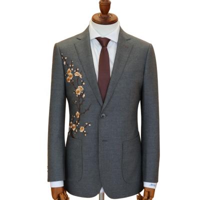 China Anti-wrinkle fashion slim jacquard weave MTM gray blazer men's suit luxury wessi for young custom made men for sale